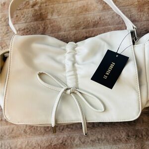 Forever 21 White Knot-Accent Shoulder Bag